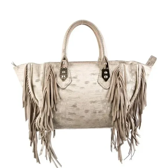 Henri Bendel Brunch Fringed Tote - Lizard