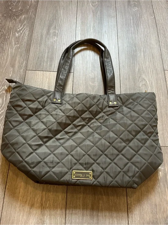 Olivia + Joy olive green quilted Tote Bag
