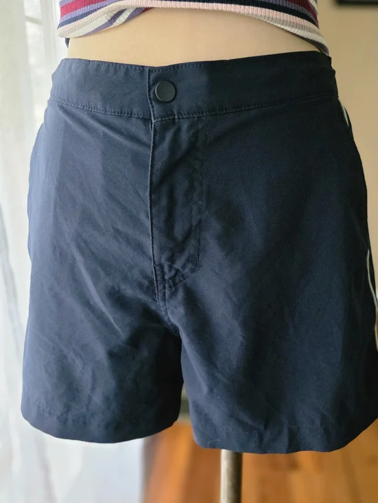 Abercrombie & Fitch Navy Athletic Shorts with White Retro Piping - Size Small