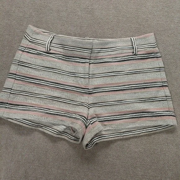 Ann Taylor LOFT Striped Textured Riviera Shorts Size 10P Black Pink Gray White