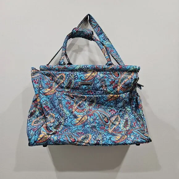 Cynthia Rowley Quilted Paisley Tote Blue Multicolor Colorful Paisley Travel Bag