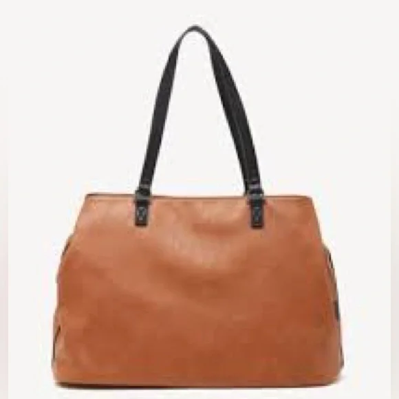 Sole Society Miller Over Vegan Tote Cognac Vegan Leather Tote