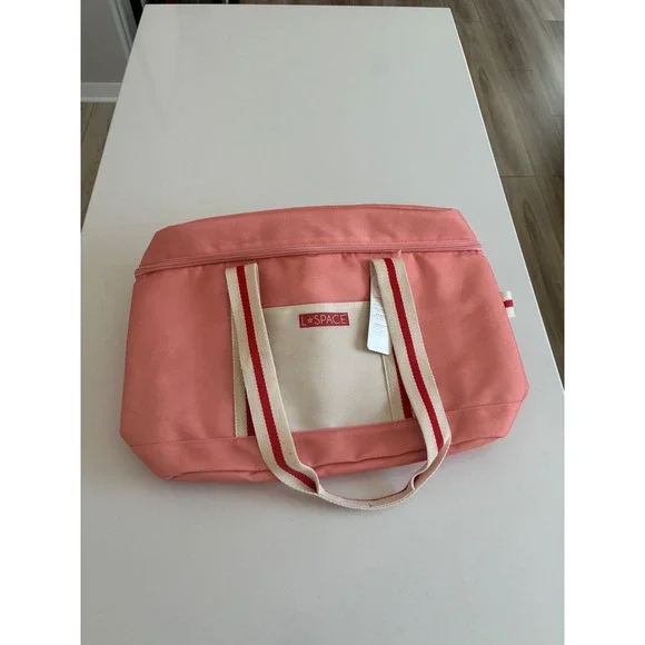 NEW L Space Thermal Cooler‎ Bag Insulated Beach Picnic Tote Coral Pink Cream