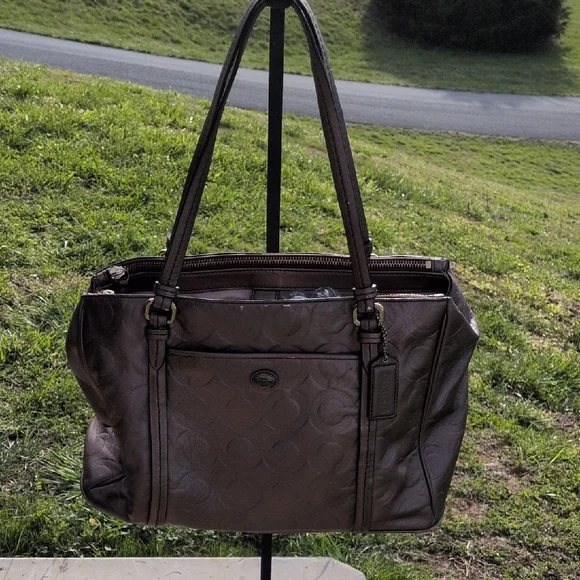 Coach‎ Bronze Signature Embossed Leather Tote