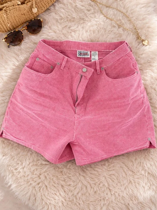 Vintage Bill Blass Pink Gingham High Waisted Shorts Size 16