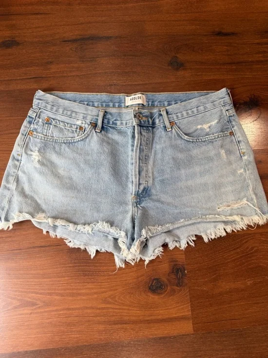 AGOLDE Parker Cut Off Jean Shorts in Light Wash Size 32