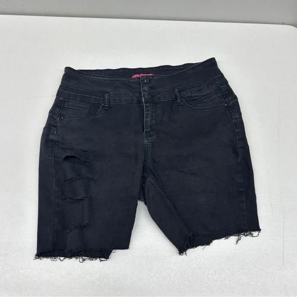 Wax Jean Black Distressed Jean Shorts