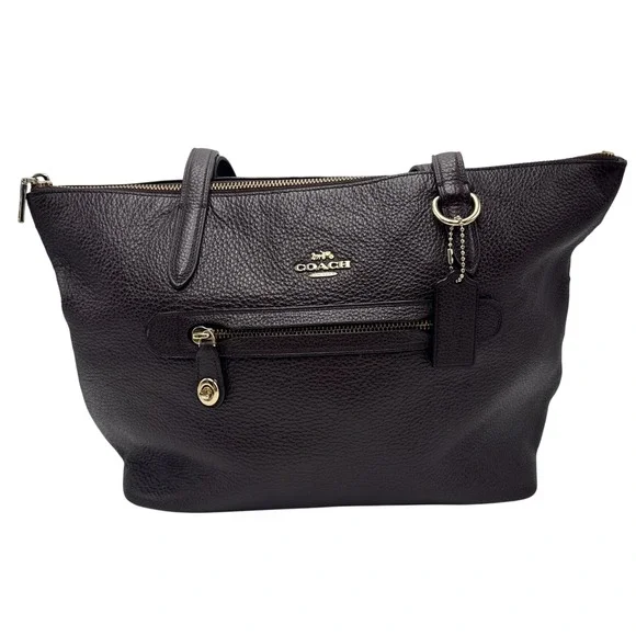 Coach Taylor Pebbled Leather Tote Bag Purse Brown-See‎ Photos 10Hx11W