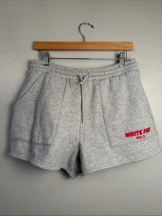 White Fox Women’s Gray Fleece Shorts with Logo size medium