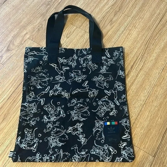 adidas disney goofy Characters Art New black Fabric Reusable shopper tote bag