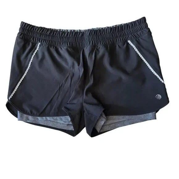 MPG Womens Running Shorts with attached under shorts Sz Large