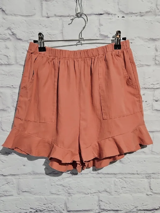 SHEIN Coral Ruffle-Hem High Waist Shorts