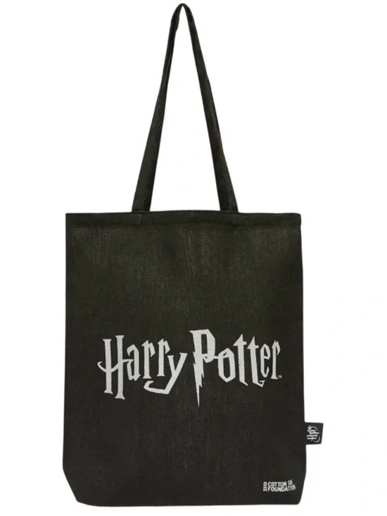 Harry Potter Tote Bag Gray Canvas Reusable Shoulder Bag Bookish Sustainable