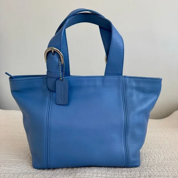 Coach Vintage Waverly Tote 4133 Blue Periwinkle Glovetanned Leather 1997 RARE