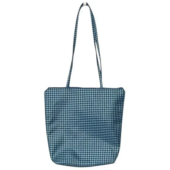 Carlos Falchi Gingham Tote Bag Womens Blue Shopper