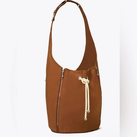 Tory Burch Women's Spaghetti Strap Zip Bucket Bag BOURBON VANILLA / French Cream