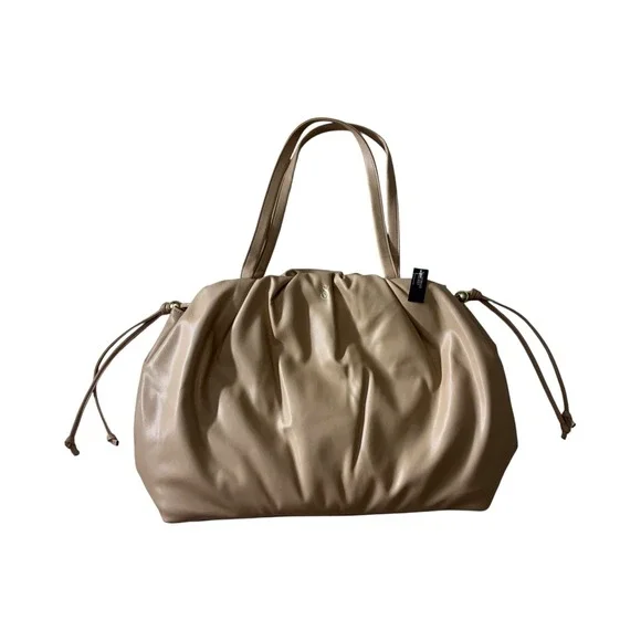 Victoria's Secret Taupe Gathered‎ Tote Bag Drawstring Shoulder Bag