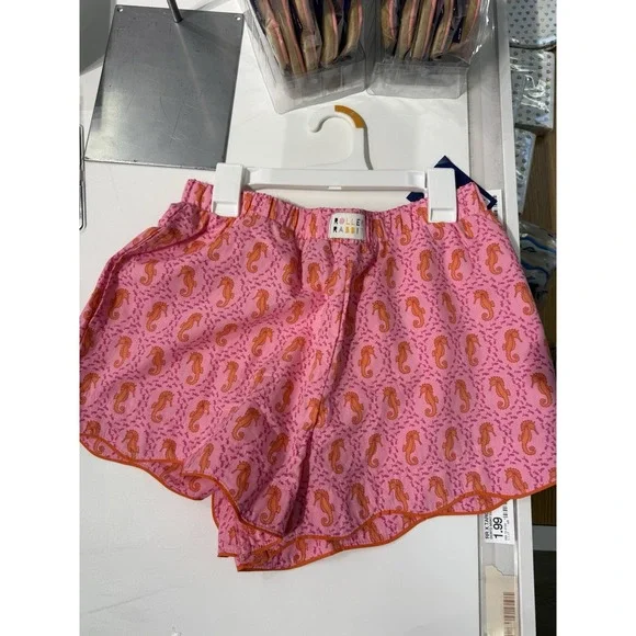 NWT Roller Rabbit x Target Seahorse Poplin Boxer Shorts Pink Orange Small HTF!