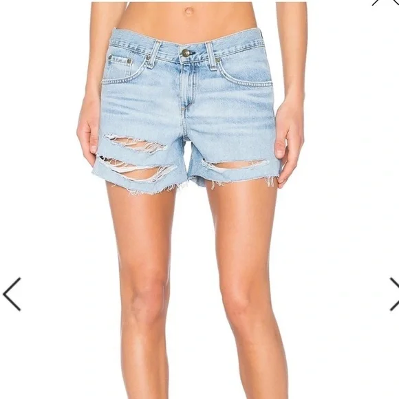 NWOT Rag & Bone Distressed Boyfriend Denim Shorts Light Wash Size 26 Made in USA