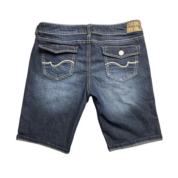 U.S. Polo Assn Shorts Womens 11/12 Blue Denim Jean Bermuda Embroidered Pockets