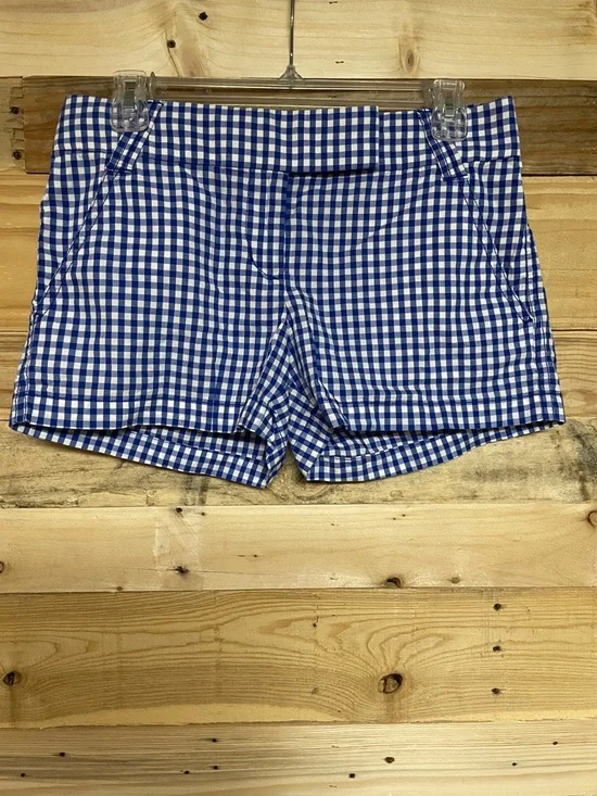 J. Crew size 2 Blue and White Gingham Mid-Rise Lightweight Chino Shorts