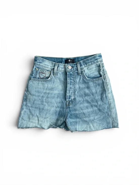 7 For All Mankind Easy James Cutoff Jean Shorts High Rise Button Fly Size 23