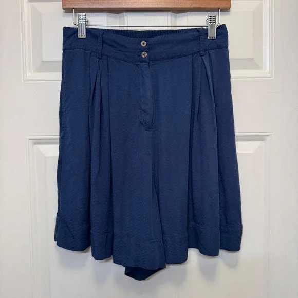 The Odells Womens Pleated High Waisted Shorts S Navy Pleated Herringbone Retro