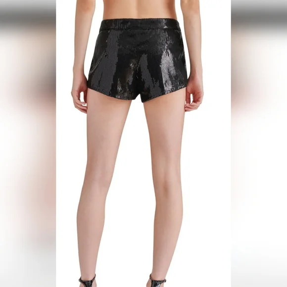 Steve Madden Twinkle Sequin Shorts In Black Onyx Small NWOT