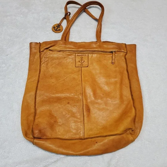 Harbour Anthropologie‎ Elbe Soft Tan Boho Lagenlook Leather Large Shoulder Bag