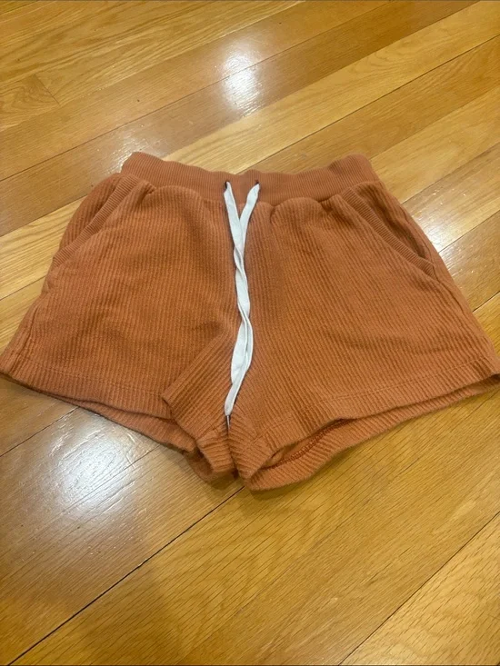 aerie Ribbed Drawstring Shorts - Burnt Orange