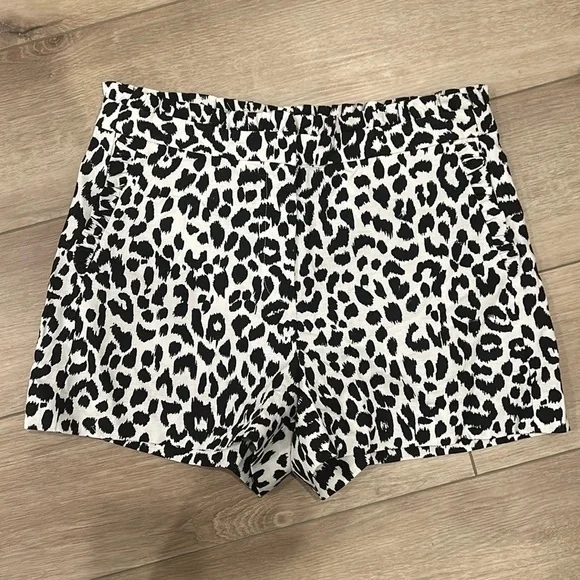 NWT J Crew Leopard Animal Print Ruffle Trim Linen Cotton Shorts