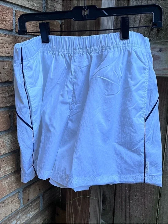aerie White Athletic Shorts with Black Trim