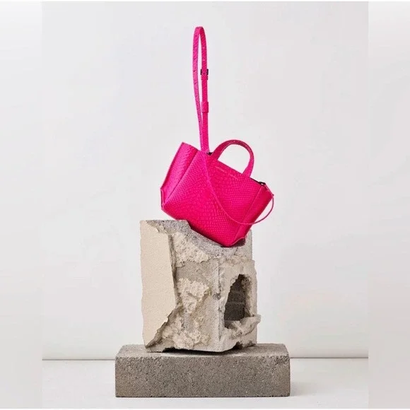 Ampersand As Apostrophe Neon Pink Python Micro Tote Leather NWT‎