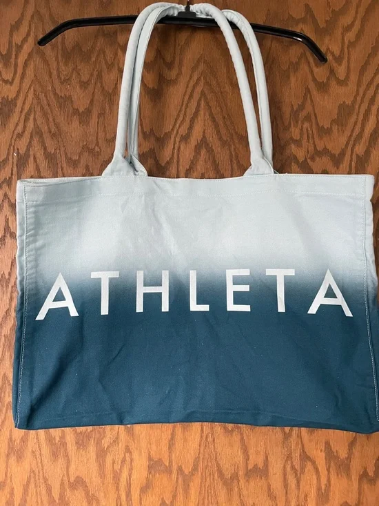 Athleta Ombre Teal Canvas Tote Bag