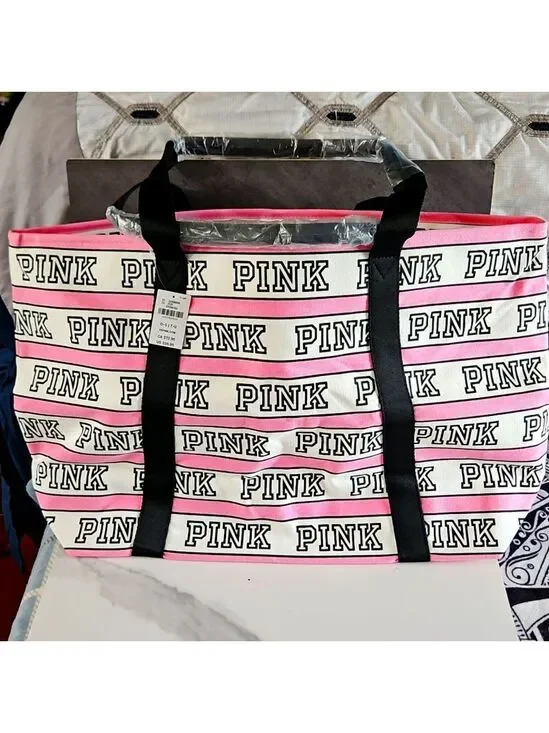 PINK Victoria's Secret Logo School Tote W Zipper Closure NEW MSRP $59.95