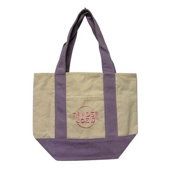 Trader‎ Joe's Mini Pastel Canvas Tote Bag Purple Limited Edition Spring Easter