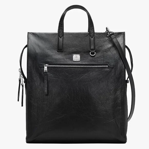 MCM‎ Klassik Tote in Crushed Black Leather