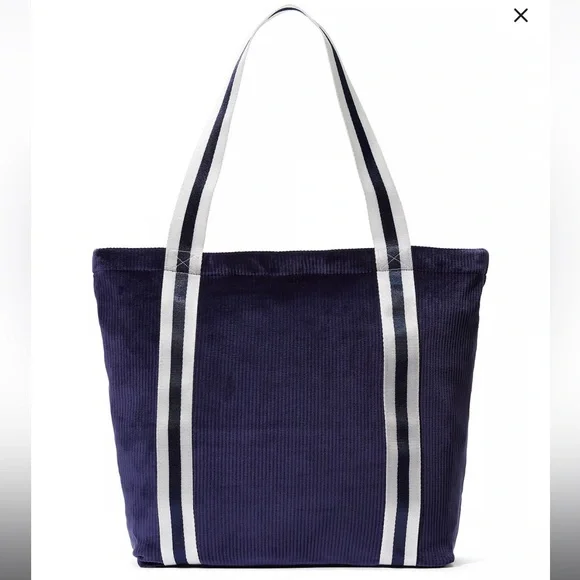 NWT Pink by Victoria’s Secret Navy and white ribbed velour tote bag