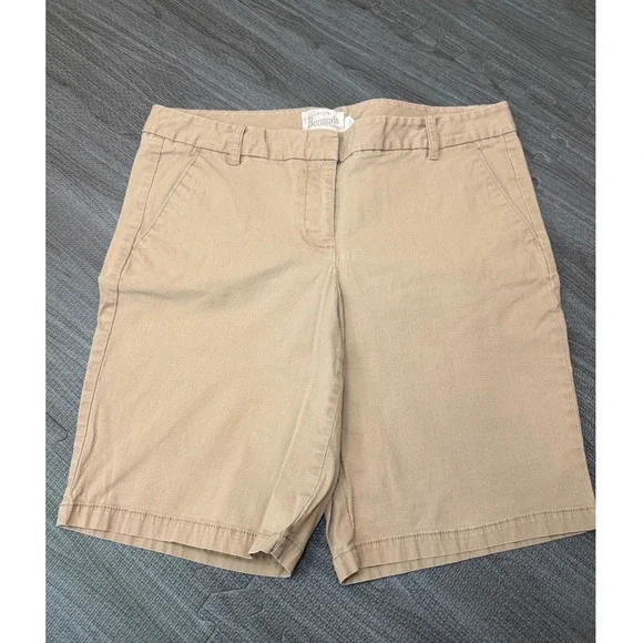 J.Crew Bermuda Shorts Womens 6 Khaki Tan Cotton Stretch Chino Mid Rise 9 Inseam