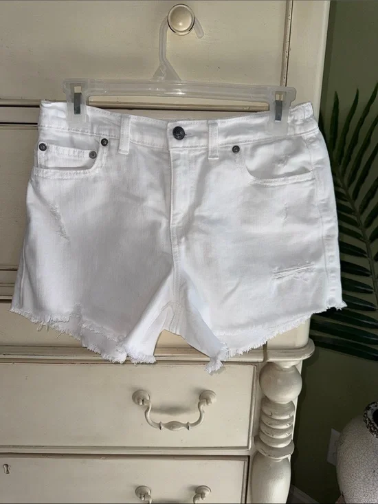 Aerie soft white Distressed Denim Shorts size S