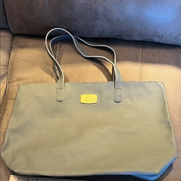 Joy Mangano Elegant Gray Leather Tote Bag