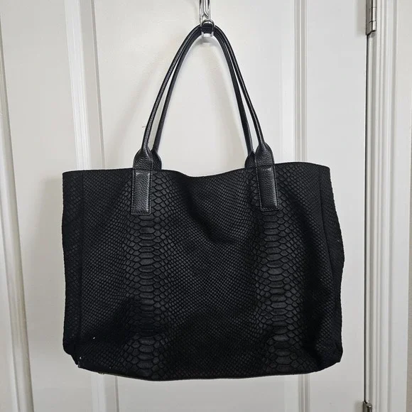J McLaughlin Womens Leather Purse Tote Bag Black Large