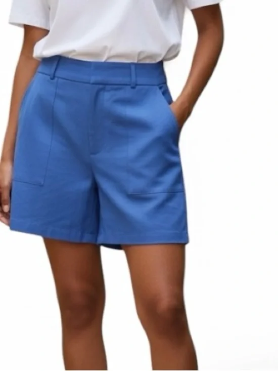 SHEIN Blue High Waisted Tailored Dress Shorts Size XL 12 Pleated Trouser Shorts