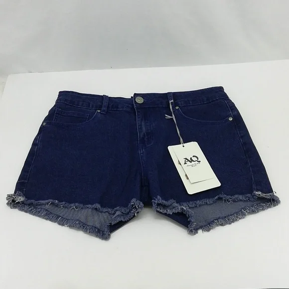 American Quality Women's Blue Frayed Hem Denim Shape Up Shorts Size 20
