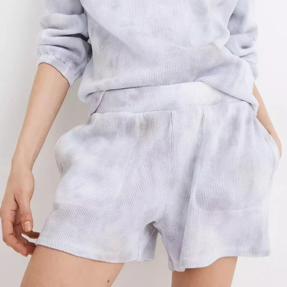 Madewell MWL Purple Tan Cream Tie Dye Waffle Pull On Shorts Small