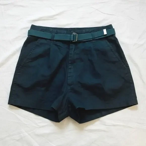 LicoRice X Vintage Black High Rise Pleated Ramie Shorts Womens 29