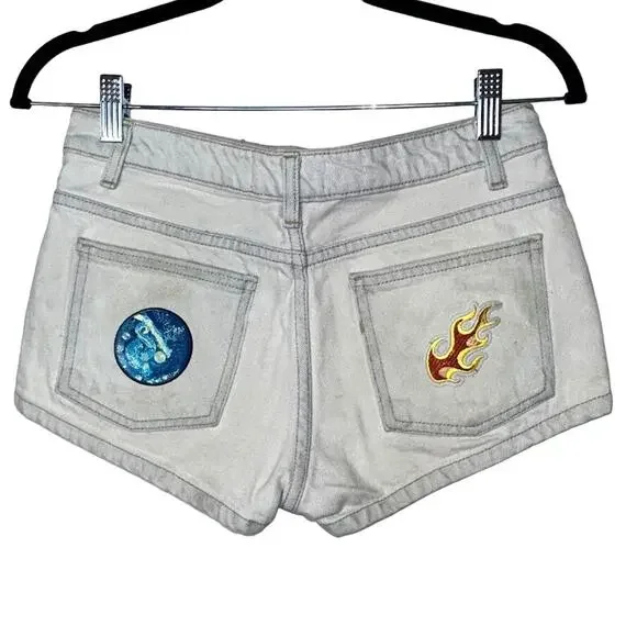 American Apparel Upcycled Womens High Waisted Light Wash Denim Jean Shorts 25