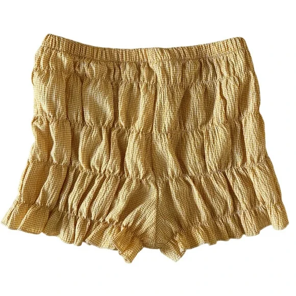 YELLOW AND WHITE GINGHAM BLOOMER HIGH WAIST SHORTS
