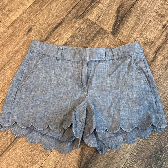 J. Crew Gray High Waist Shorts with Scalloped Hem