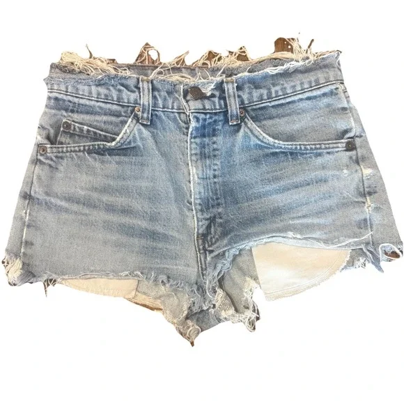 Vintage 70s Levis Orange Tab Distressed Cut Off Shorts 24 25 Talon 42